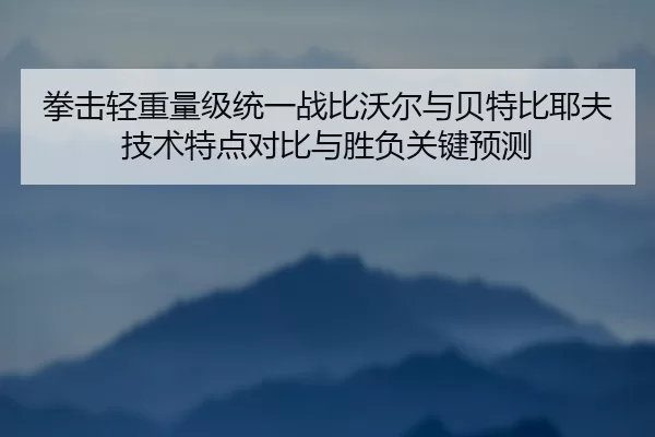 拳击轻重量级统一战比沃尔与贝特比耶夫技术特点对比与胜负关键预测